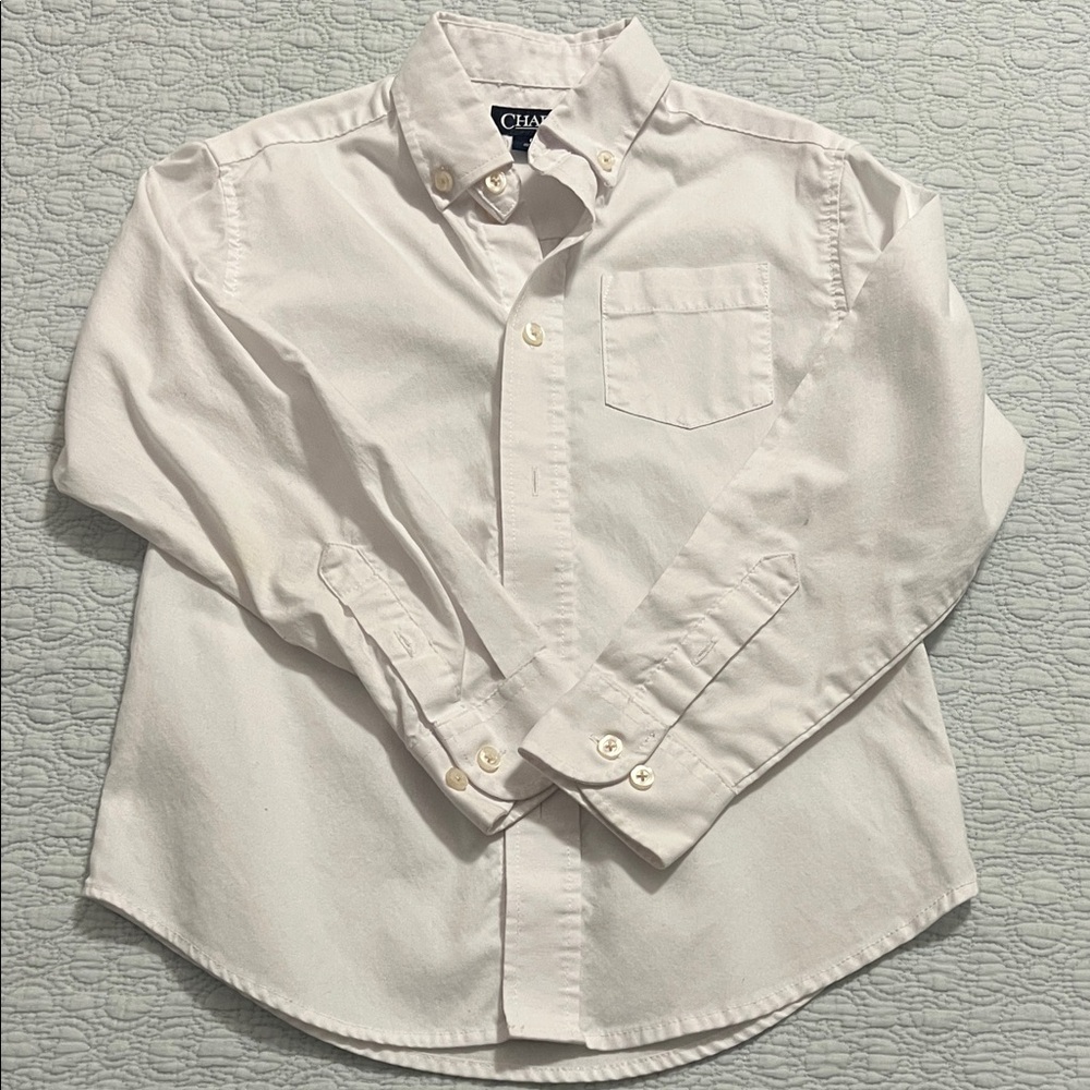 Chaps Crisp White button down Collared Shirt